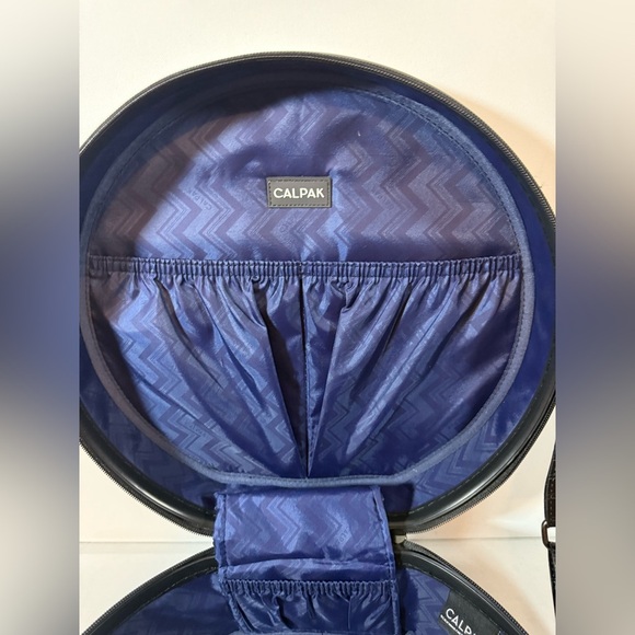 CALPAK Round Marble Hat Box Travel Case w/ Strap - Rare & Stylish - Picture 7 of 14